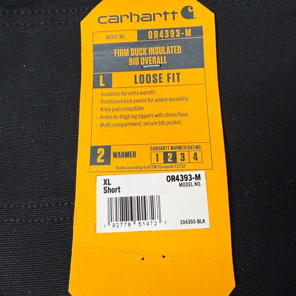 Carhartt Firm Duck Insulated Loose Fit Bib Overalls NWT XL Short - Picture 2 of 7